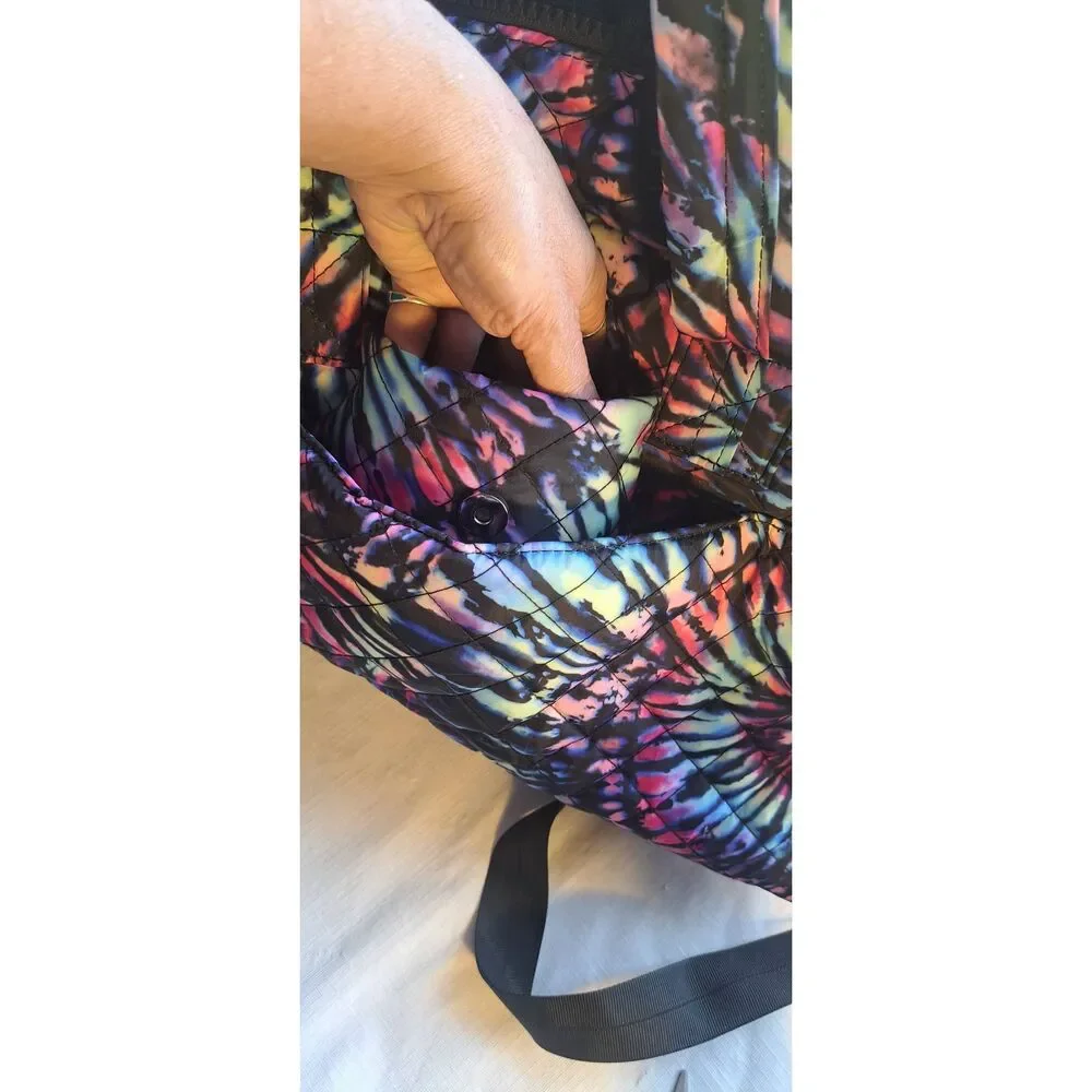 Colorful Quilted Tie Dye Duffle Bag Weekender Travel Bag w/ Shoulder Strap